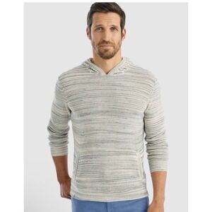 Johnnie-O Wilkes Hangin'Out Wake Waffle Stitch Hoodie Cotton, Size M Beige/ Blue